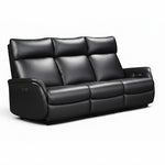 Canapé inclinable noir Eva de TOCO Meubles en cuir avec appuie-têtes confortables et design moderne