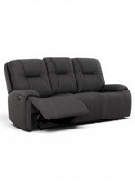 TOCO Meubles Canapé inclinable gris foncé à 3 places avec coutures contrastantes et repose-pieds déployé.