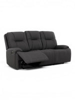 TOCO Meubles Canapé inclinable gris foncé à 3 places avec coutures contrastantes et repose-pieds déployé.