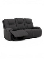 TOCO Meubles Canapé inclinable gris foncé à 3 places avec coutures contrastantes et repose-pieds déployé.