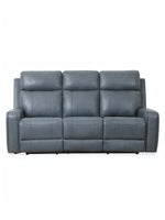 TOCO Meubles Sofa inclinable Miles gris en cuir, 3 places, design capitonné, idéal pour un salon.