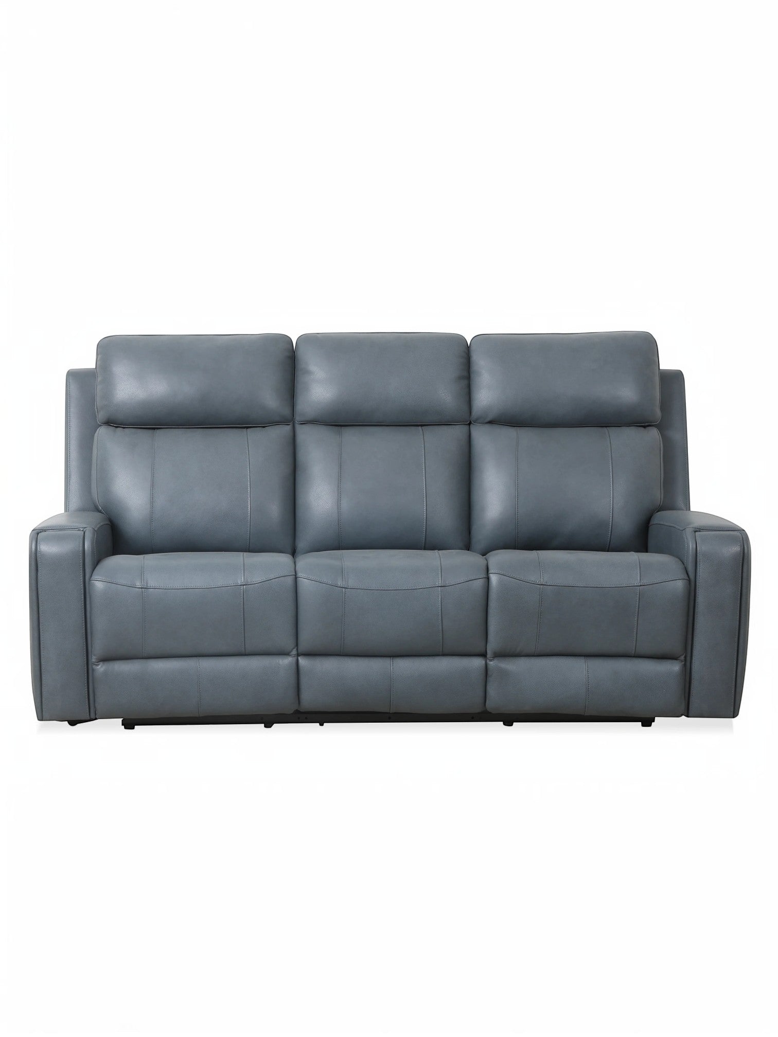 TOCO Meubles Sofa inclinable Miles gris en cuir, 3 places, design capitonné, idéal pour un salon.