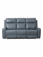 TOCO Meubles Canapé inclinable Miles gris en cuir, 3 places, design moderne et confortable pour salon.