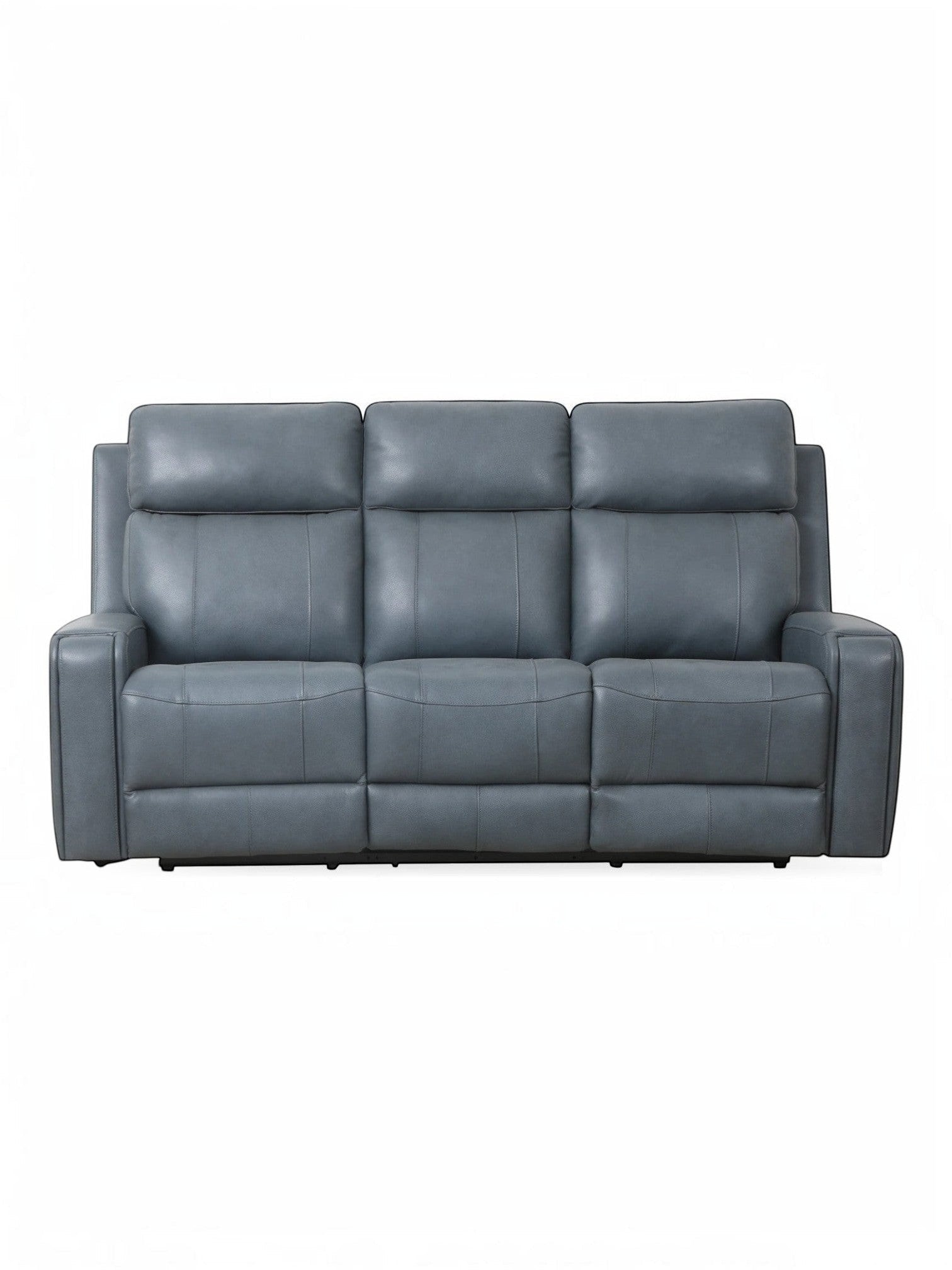 TOCO Meubles Sofa inclinable Miles gris en cuir, 3 places, design capitonné, idéal pour un salon.