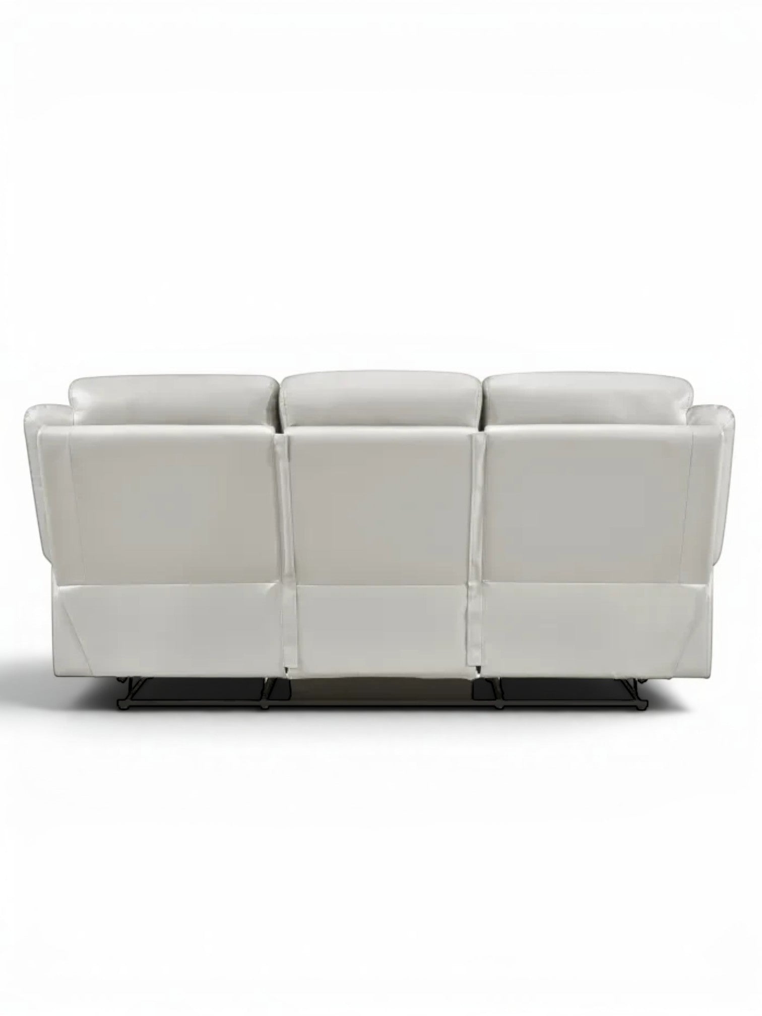 TOCO Meubles Canapé inclinable Monroe blanc en cuir, 3 places, design moderne pour un salon confortable.