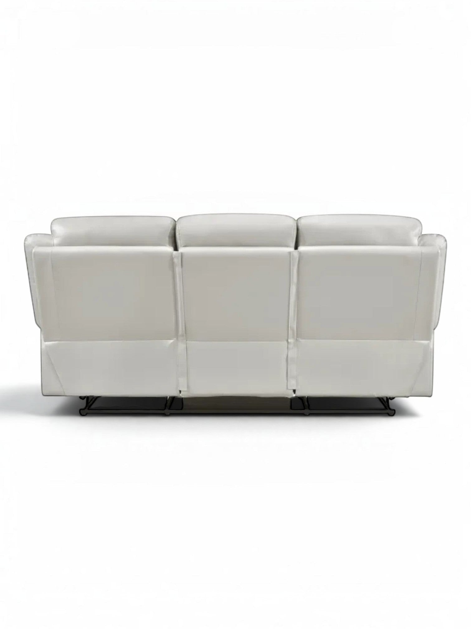 TOCO Meubles Canapé inclinable Monroe blanc en cuir, 3 places, design moderne pour un salon confortable.
