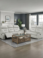 TOCO Meubles - Canapé inclinable Monroe blanc en cuir, 2 places, salon moderne