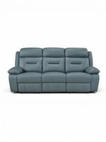 TOCO Meubles Canapé inclinable Monroe bleu en cuir, 3 places, design capitonné, idéal pour salon.