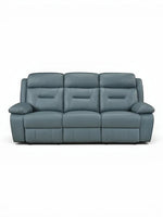TOCO Meubles Canapé inclinable Monroe bleu en cuir, 3 places, design capitonné, idéal pour salon.