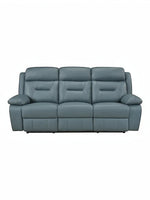 TOCO Meubles Canapé inclinable Monroe bleu gris en cuir, 3 places, confortable pour salon.