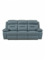 TOCO Meubles Canapé inclinable Monroe bleu gris en cuir, 3 places, confortable pour salon.