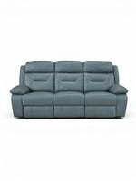 TOCO Meubles Canapé inclinable Monroe bleu gris en cuir, 3 places, confortable et moderne pour salon.