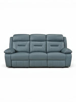 TOCO Meubles Canapé inclinable Monroe bleu gris en cuir, 3 places, confortable et moderne pour salon.