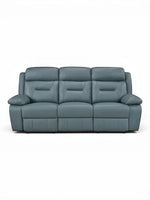 TOCO Meubles Canapé inclinable Monroe bleu gris en cuir, 3 places, confortable et moderne pour salon.