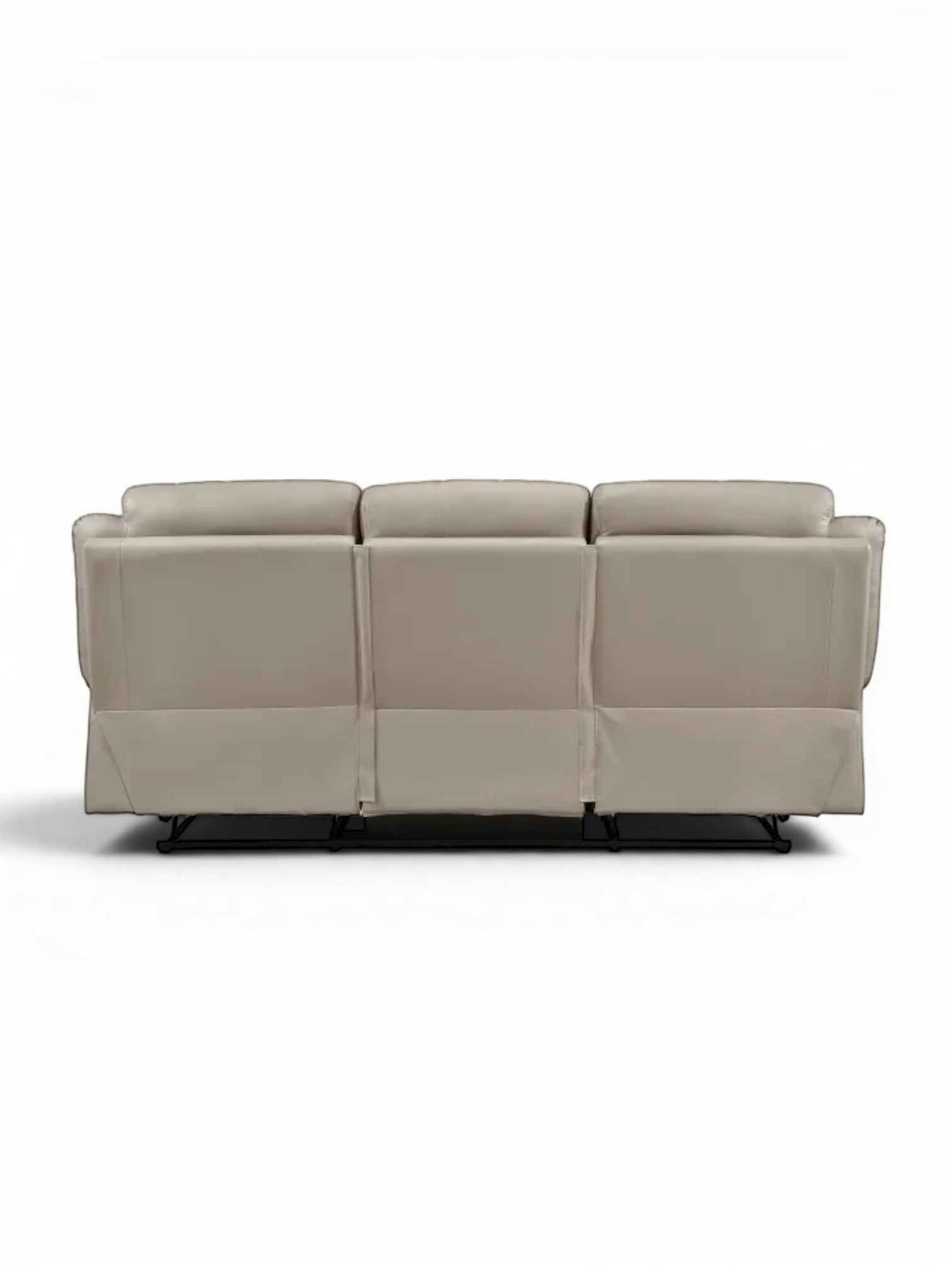 TOCO Meubles Canapé inclinable Monroe gris clair en cuir, 3 places, idéal pour un salon.