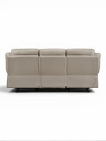 TOCO Meubles Canapé inclinable Monroe gris clair en cuir, 3 places, idéal pour un salon.