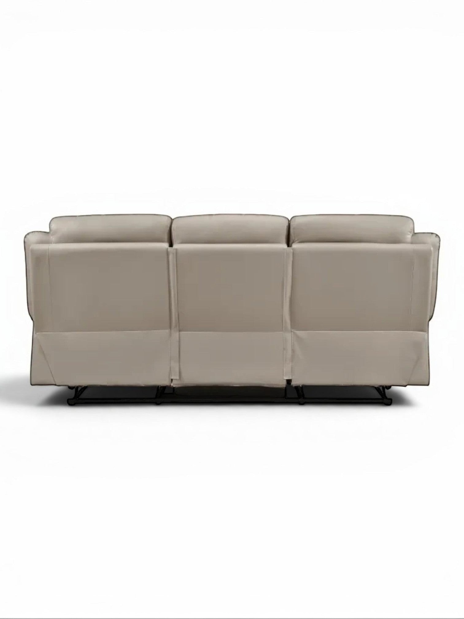 TOCO Meubles Canapé inclinable Monroe gris clair en cuir, 3 places, idéal pour un salon.