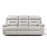 TOCO Meubles Sofa inclinable Monroe gris clair en cuir, 3 places, confortable et pratique pour un salon.
