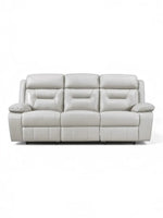 TOCO Meubles Sofa inclinable Monroe gris clair en cuir, 3 places, confortable et pratique pour un salon.