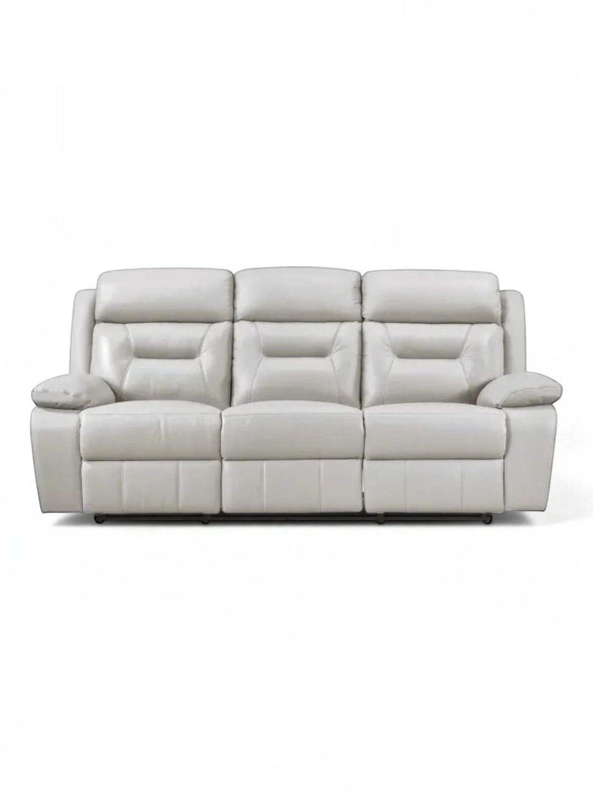 TOCO Meubles Sofa inclinable Monroe gris clair en cuir, 3 places, confortable et pratique pour un salon.