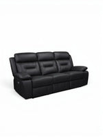 TOCO Meubles Canapé inclinable Monroe noir en cuir, 3 places, idéal pour un salon convivial.