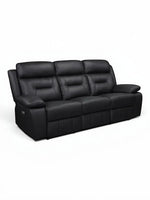 TOCO Meubles Canapé inclinable Monroe noir en cuir, 3 places, idéal pour un salon convivial.