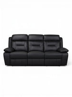 TOCO Meubles Sofa inclinable Monroe noir en cuir, 3 places, design capitonné confortable pour salon.