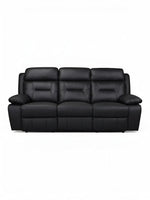 TOCO Meubles Sofa inclinable Monroe noir en cuir, 3 places, design capitonné confortable pour salon.