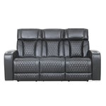 TOCO Meubles - Canapé inclinable Warren gris foncé en cuir avec surpiqûres diamantées et porte-gobelets.
