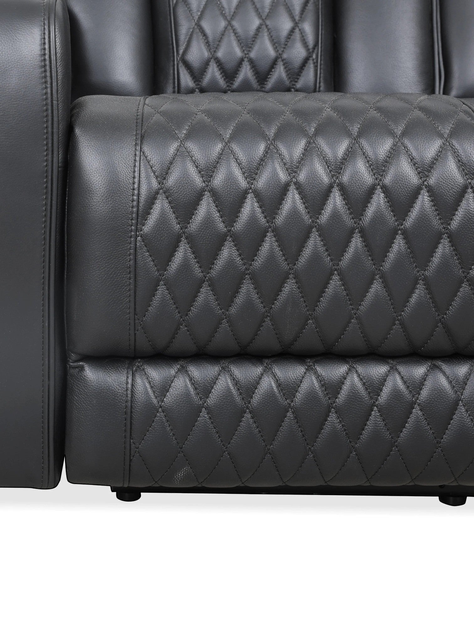TOCO Meubles - Canapé inclinable Warren gris foncé en cuir matelassé, design capitonné, idéal pour salon.