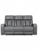 TOCO Meubles - Canapé inclinable gris matelassé Warren avec porte-gobelets intégrés, design moderne.
