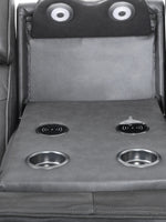 TOCO Meubles - Canapé inclinable Warren gris avec porte-gobelets et chargeurs sans fil intégrés.