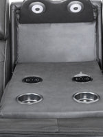 TOCO Meubles - Canapé inclinable Warren gris avec porte-gobelets et chargeurs sans fil intégrés.