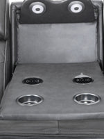 TOCO Meubles - Canapé inclinable Warren gris avec porte-gobelets et chargeurs sans fil intégrés.