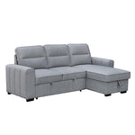 Canapé-lit Amani gris clair TOCO Meubles convertible avec méridienne et rangement intégré, idéal pour salon moderne.