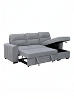 TOCO Meubles Canapé-lit Amani gris convertible avec rangement intégré, idéal pour salon et chambre d'appoint.
