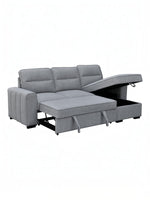 TOCO Meubles Canapé-lit Amani gris convertible avec rangement intégré, idéal pour salon et chambre d'appoint.