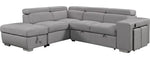 TOCO Meubles Canapé-lit d'angle gris en tissu avec repose-pieds et rangement intégré, idéal pour salon moderne.