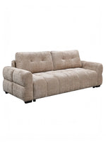 Canapé-lit Cara de TOCO Meubles en tissu beige texturé avec dossier capitonné et accoudoirs rembourrés