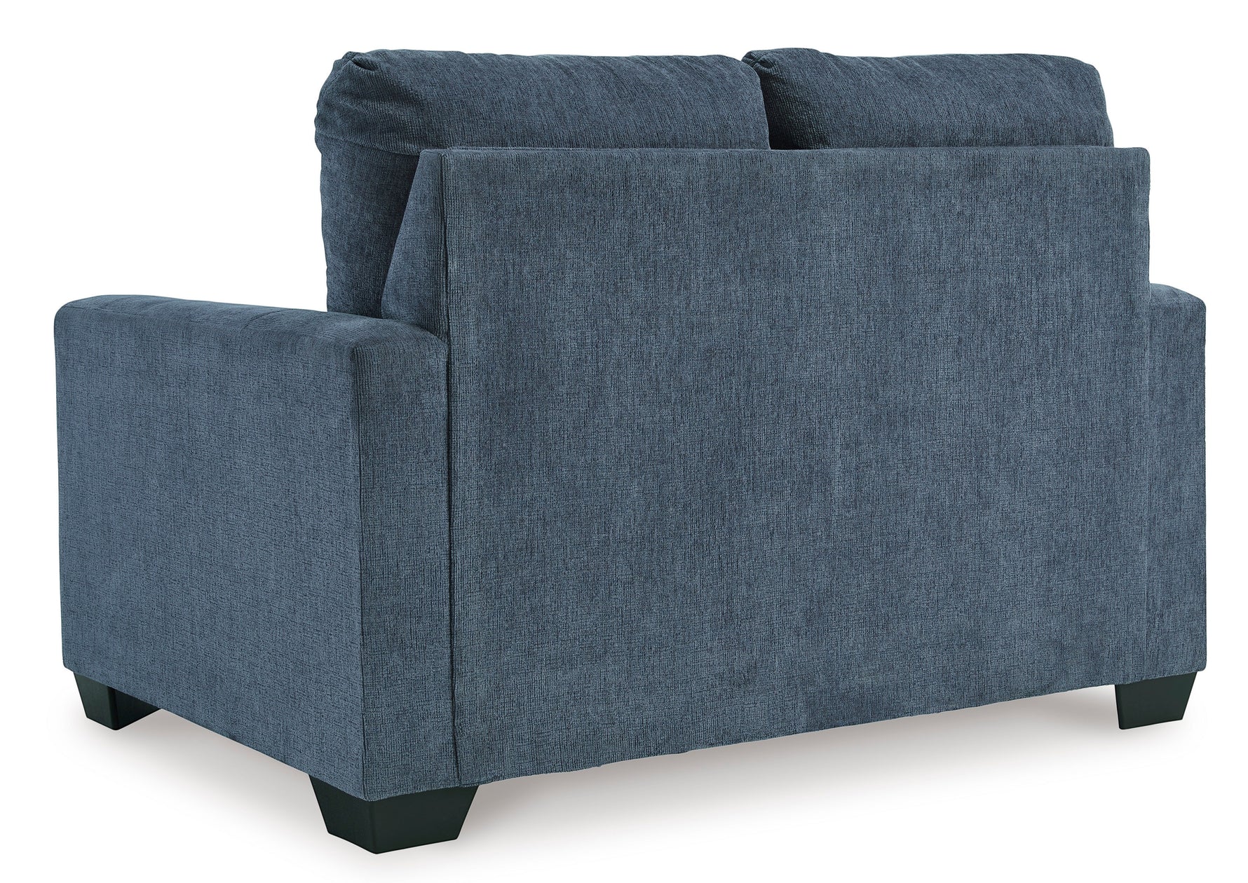 Toco Meubles Canapé-lit Jabari 2 places bleu marine en tissu texturé, design moderne avec pieds carrés noirs.
