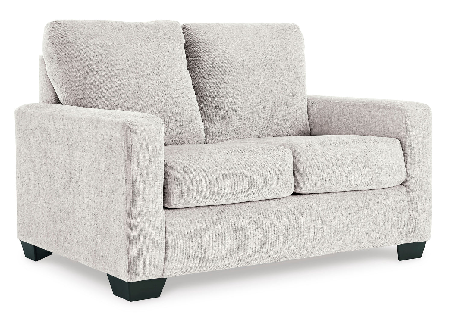 TOCO Meubles Canapé-lit Jabari 2 places gris clair en tissu texturé avec pieds noirs carrés.