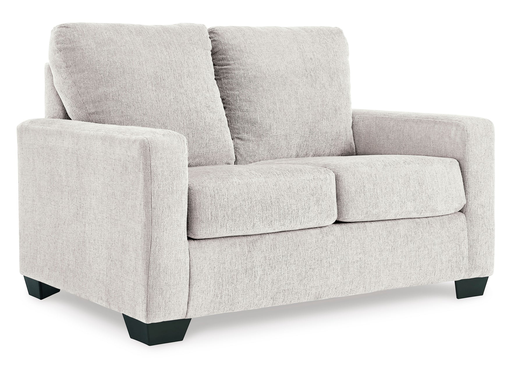 TOCO Meubles Canapé-lit Jabari 2 places gris clair en tissu texturé avec pieds noirs carrés.