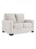 TOCO Meubles Canapé-lit Jabari 2 places gris clair en tissu texturé avec pieds noirs carrés.