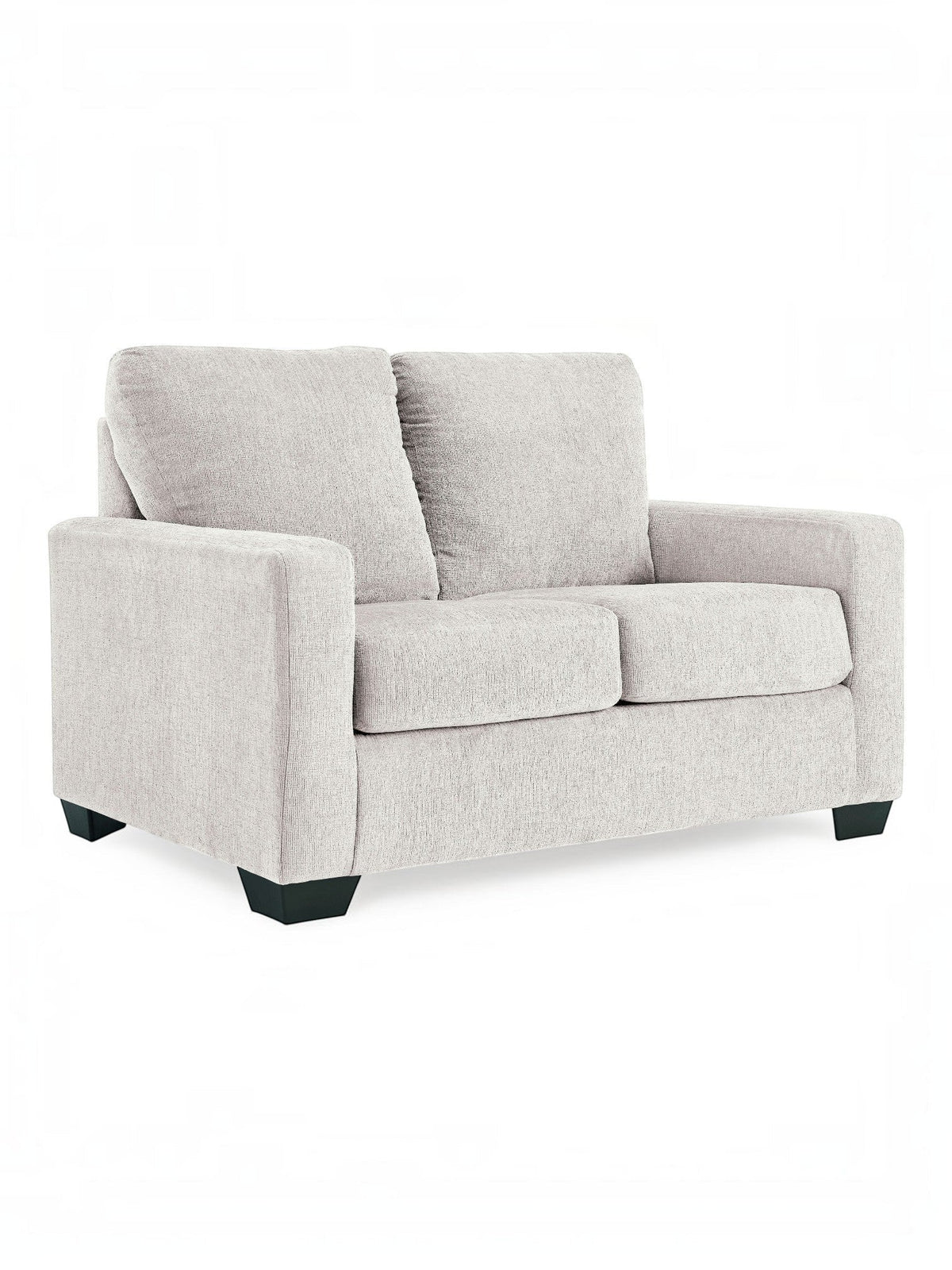 TOCO Meubles Canapé-lit Jabari 2 places gris clair en tissu texturé avec pieds noirs carrés.