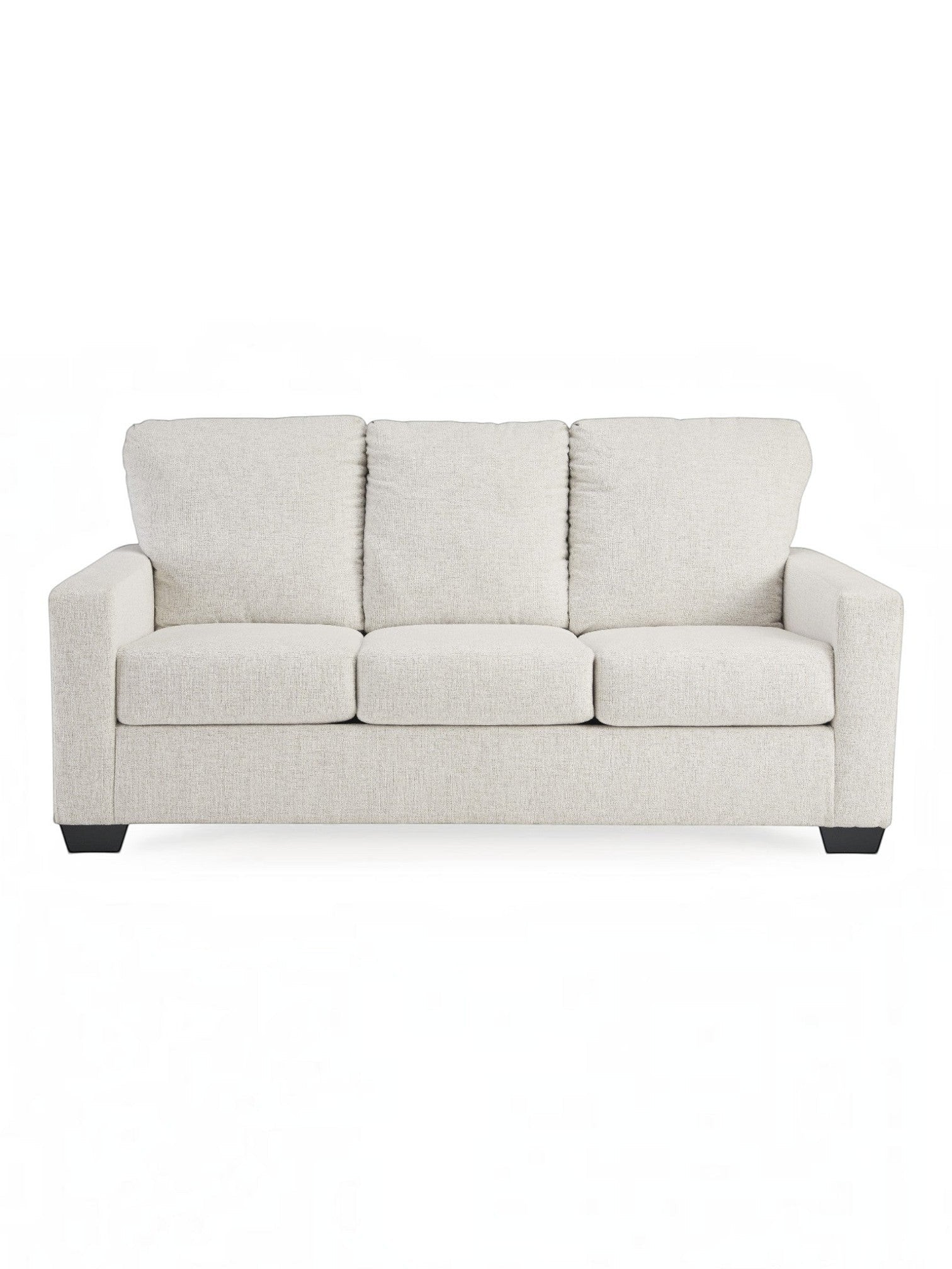Canapé-lit Jabari 3 places TOCO Meubles en tissu texturé blanc cassé, design moderne et confortable.