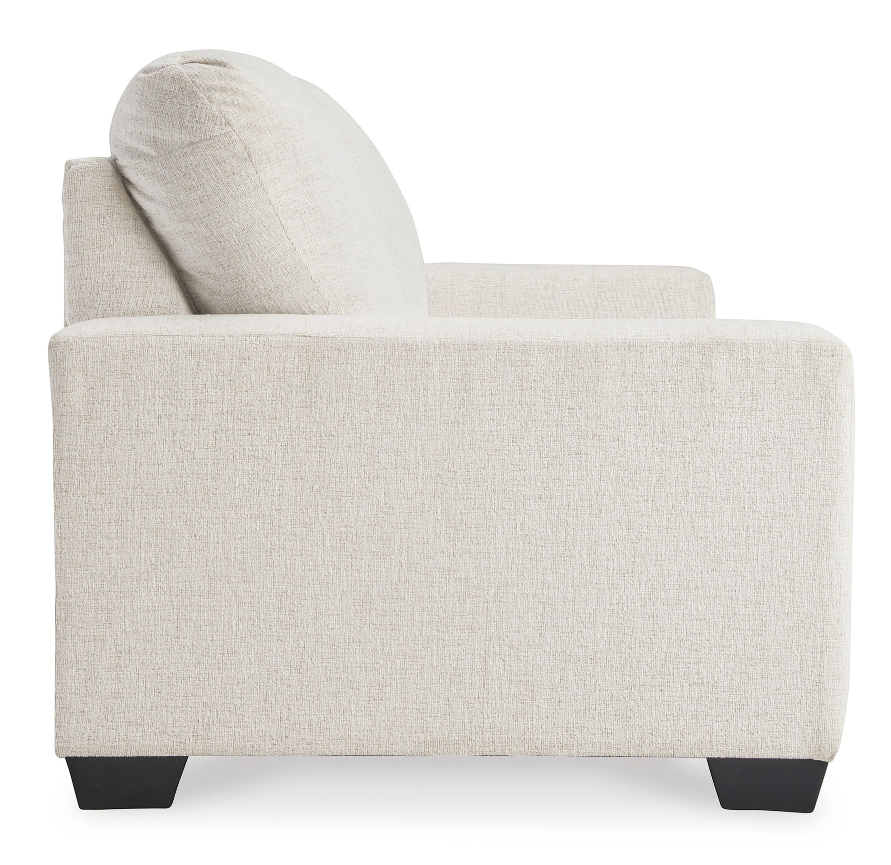 TOCO Meubles Canapé-lit Jabari 3 places crème texturé avec coussin moelleux et pieds noirs discrets.