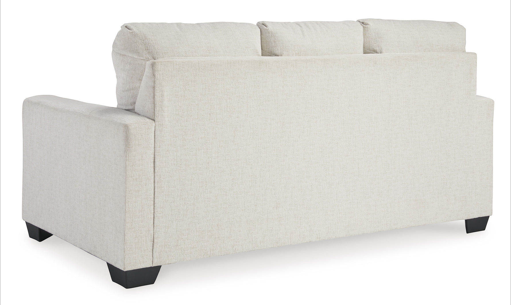 TOCO Meubles Canapé-lit Jabari 3 places crème texturé, pieds noirs carrés, design contemporain et décontracté.