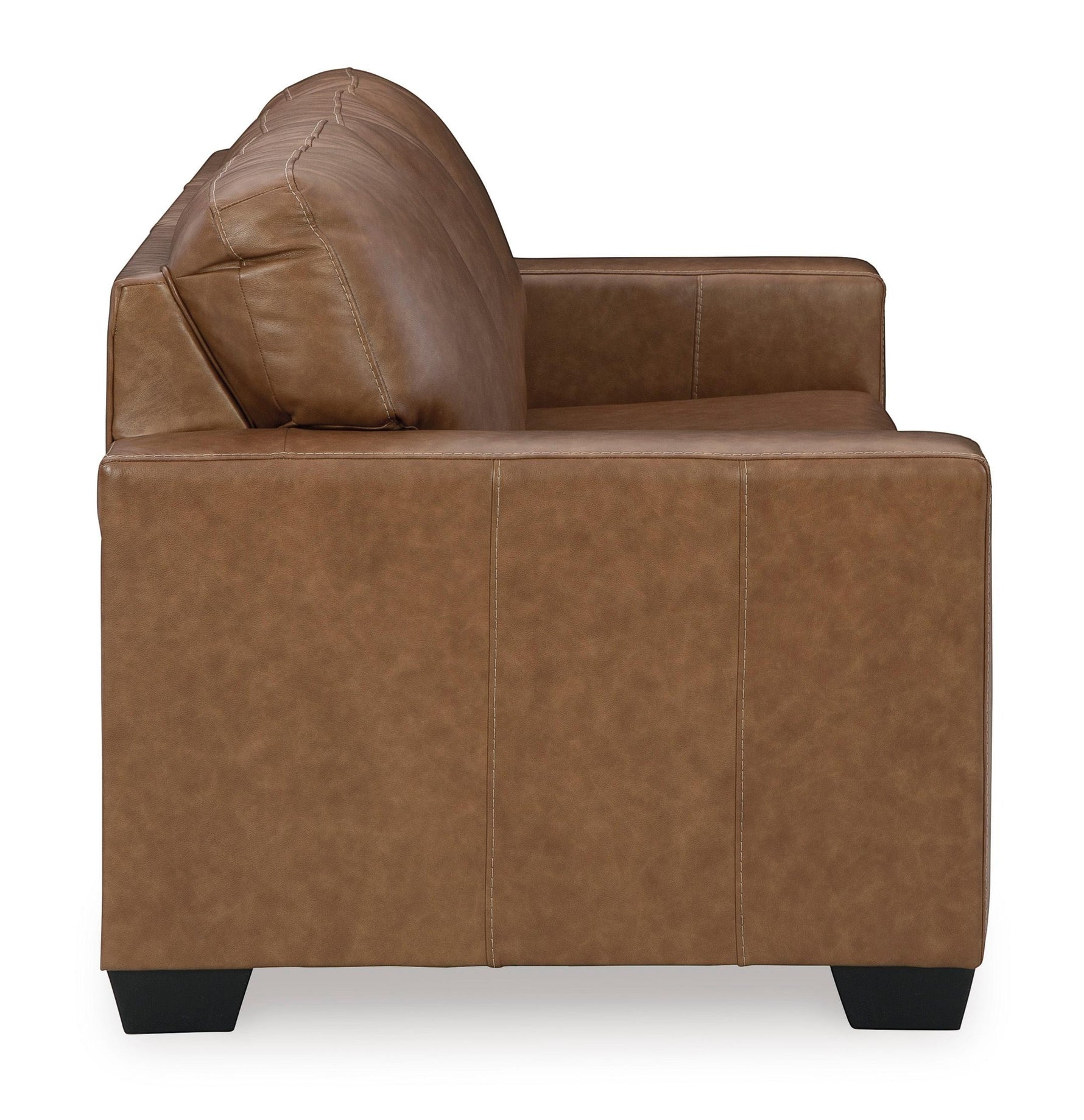 Canapé-lit Jelani en cuir brun de TOCO Meubles, design moderne avec coussin moelleux et coutures apparentes.