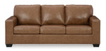 TOCO Meubles Canapé-lit Jelani en cuir marron, 3 places, design moderne et confortable.