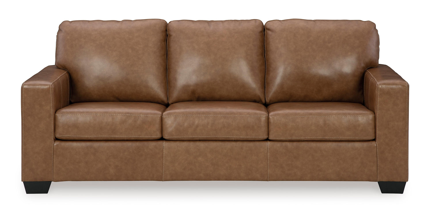 TOCO Meubles Canapé-lit Jelani en cuir marron, 3 places, design moderne et confortable.